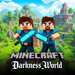 A vibrant Minecraft Survival world showcasing a lush landscape filled with blocky trees, grassy plains, and fantastical structures