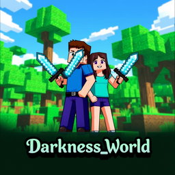A vibrant Minecraft landscape featuring lush green blocky trees and a bright blue sky