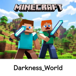 A vibrant Minecraft Survival scene featuring a detailed landscape with blocky terrain, including grassy hills, trees, and a bright blue sky