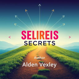A flat cover design for a book titled 'Elipsis Secrets', centered in bold, eye-catching typography with vibrant color contrast over a serene landscape background featuring a winding path leading toward a bright horizon, symbolizing transformation