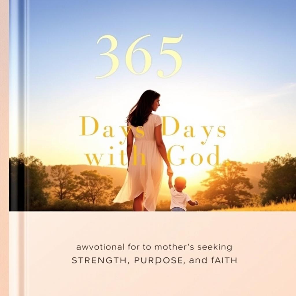 An elegant and serene cover for a Christian devotional book featuring a symbolic image of a mother holding hands with a child beside her