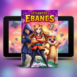 A captivating eBook cover design featuring characters engaged in dynamic interactions, set in a vibrant and imaginative world