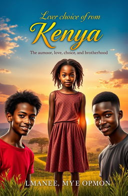 A captivating cover for a teen fictional novel featuring a young black girl from Kenya standing at the center