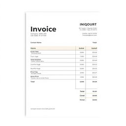A detailed and professional invoice template showing a clean layout