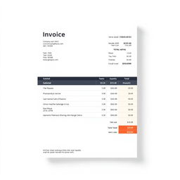 A detailed and professional invoice template showing a clean layout