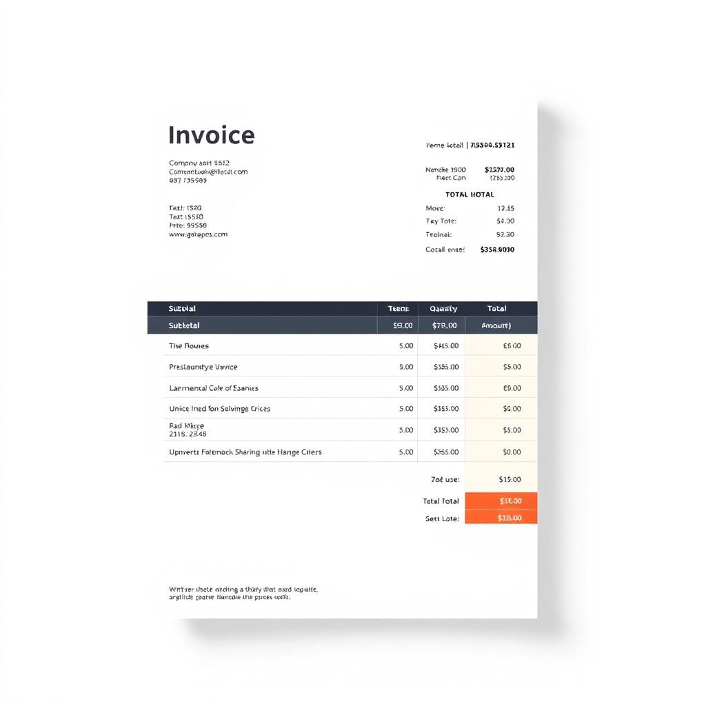 A detailed and professional invoice template showing a clean layout