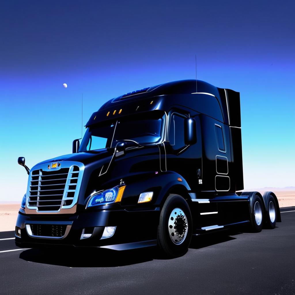 put this semi-truck in a space background
