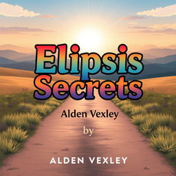 A flat graphic design for a book cover titled 'Elipsis Secrets' by Alden Vexley
