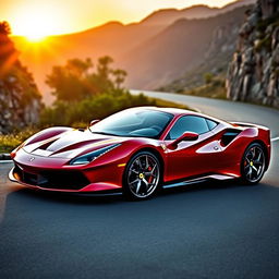 A stunning Ferrari F80 sports car, showcasing its sleek and aerodynamic design with sharp lines and a vibrant red color