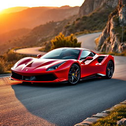 A stunning Ferrari F80 sports car, showcasing its sleek and aerodynamic design with sharp lines and a vibrant red color