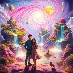 A fantastical dream planet where vibrant colors blend together in a surreal landscape
