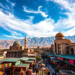 A stunning view of Iran, showcasing the vibrant and intricate designs of Persian architecture with ancient mosques and palaces
