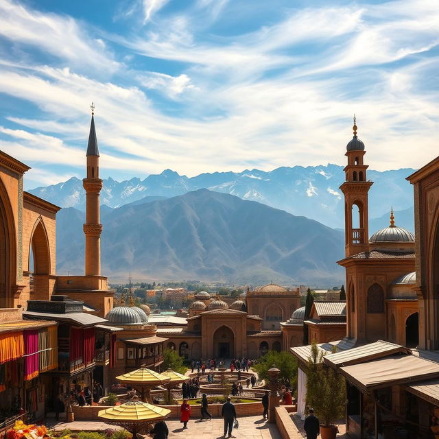 A stunning view of Iran, showcasing the vibrant and intricate designs of Persian architecture with ancient mosques and palaces