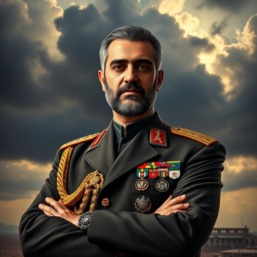 A powerful portrait of Ghasem Soleimani depicted as a military leader