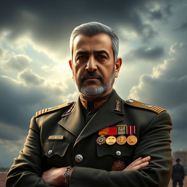 A powerful portrait of Ghasem Soleimani depicted as a military leader