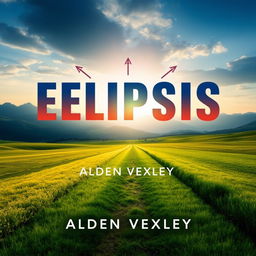 A flat book cover design titled 'Elipsis Secrets' by Alden Vexley, featuring a realistic image of a serene landscape with a path leading toward a bright horizon, symbolizing transformation