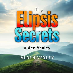 A flat book cover design titled 'Elipsis Secrets' by Alden Vexley, featuring a realistic image of a serene landscape with a path leading toward a bright horizon, symbolizing transformation