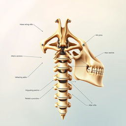 An intricate illustration depicting the first two cervical vertebrae, known as the atlas and axis, showcasing their unique anatomical features and engineering marvels