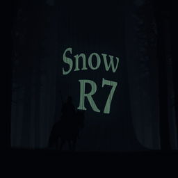 A lone horseman silhouetted against the dark forest, riding through a shadowy woodland