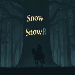 A lone horseman silhouetted against the dark forest, riding through a shadowy woodland