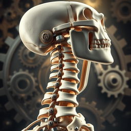 A visually stunning depiction of the first two cervical vertebrae (C1 and C2) as extraordinary engineering masterpieces