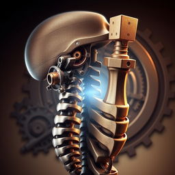A visually stunning depiction of the first two cervical vertebrae (C1 and C2) as extraordinary engineering masterpieces