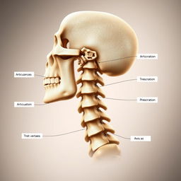 An intricate illustration of the first two cervical vertebrae, known as the atlas and axis, showcasing their unique anatomical features and engineering marvels
