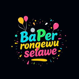 A vibrant and eye-catching t-shirt design featuring the bold and playful phrase 'BaPer rongewu selawe' in an artistic font