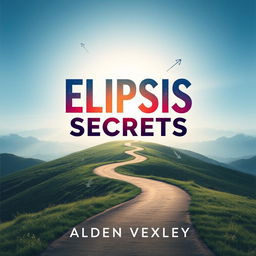 A book cover design titled 'Elipsis Secrets' by Alden Vexley, featuring a serene landscape with a winding path leading toward a bright horizon, symbolizing transformation