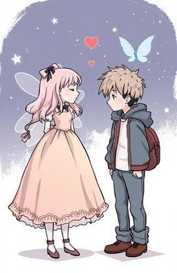 A whimsical and intriguing story about a magical girl who transforms into a teenager and meets a young boy who can also transform into a teenager