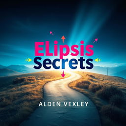 A stunningly realistic book cover design titled 'Elipsis Secrets' by Alden Vexley, featuring a serene landscape as the background, where a winding path leads toward a bright, transformative horizon