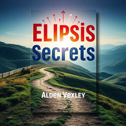 A stunningly realistic book cover design titled 'Elipsis Secrets' by Alden Vexley, featuring a serene landscape as the background, where a winding path leads toward a bright, transformative horizon