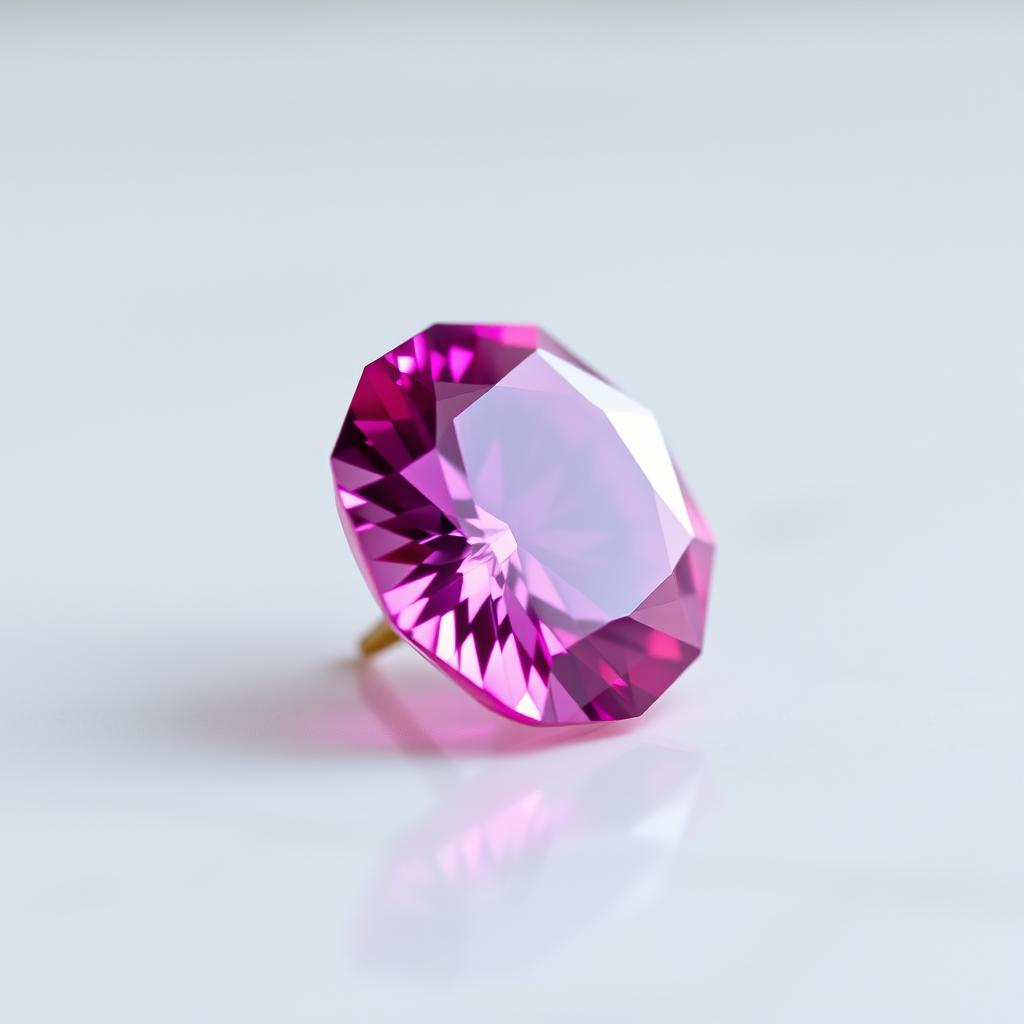 A stunningly beautiful pink cut gemstone, expertly faceted, displaying exquisite clarity and vibrant, deep pink color