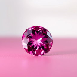 A stunningly beautiful pink cut gemstone, expertly faceted, displaying exquisite clarity and vibrant, deep pink color