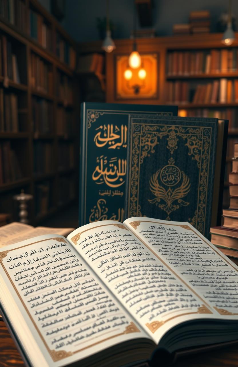 A beautifully designed Arabic dictionary titled 'المعجم اليسير لمعاني الكلمات باللغه العربيه' with intricate calligraphy on the cover