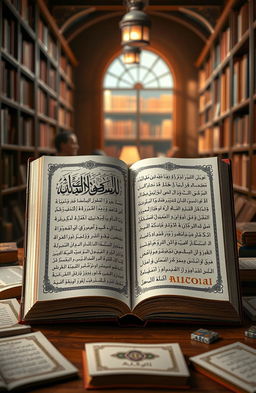 A beautifully designed Arabic dictionary titled 'المعجم اليسير لمعاني الكلمات باللغه العربيه' with intricate calligraphy on the cover