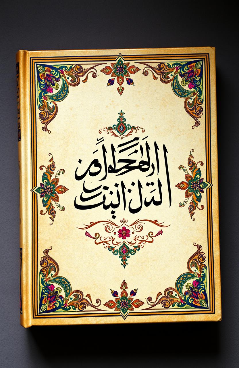 A beautifully designed Arabic dictionary titled 'المعجم اليسير لمعاني الكلمات' featuring elegant calligraphy and ornate patterns
