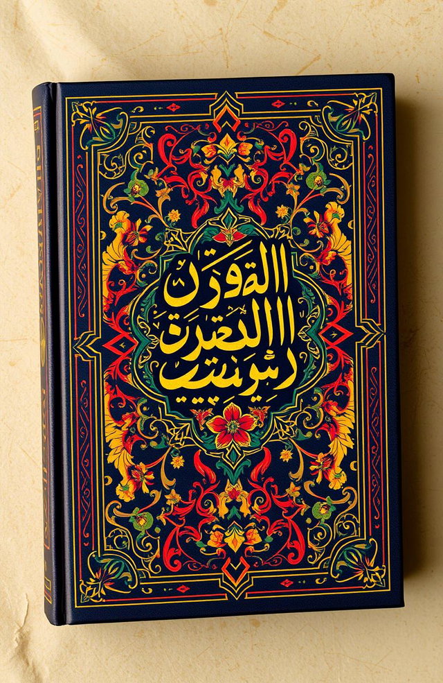 A beautifully designed Arabic dictionary titled 'المعجم اليسير لمعاني الكلمات' featuring elegant calligraphy and ornate patterns