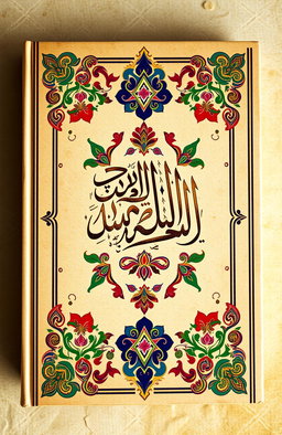 A beautifully designed Arabic dictionary titled 'المعجم اليسير لمعاني الكلمات' featuring elegant calligraphy and ornate patterns