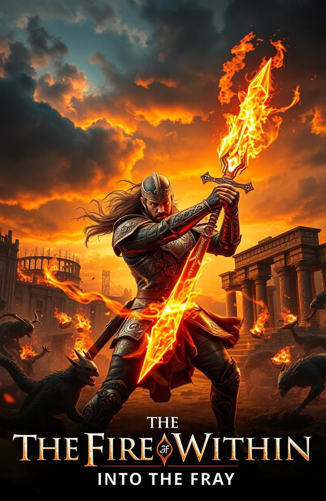 A dynamic scene from 'The Fire Within: INTO THE FRAY' featuring a fierce battle in a mystical realm