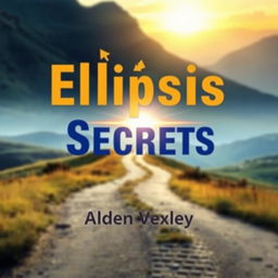 A realistic book cover titled 'Elipsis Secrets' by Alden Vexley, featuring a serene landscape in the background with a winding path leading towards a bright horizon, representing transformation