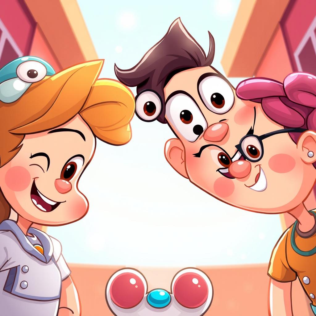 A vibrant and playful cartoon version of the uploaded photo, featuring exaggerated features, bright colors, and whimsical details