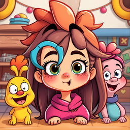 A vibrant and playful cartoon version of the uploaded photo, featuring exaggerated features, bright colors, and whimsical details