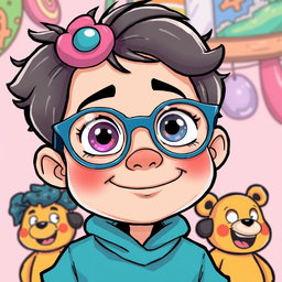 A vibrant and playful cartoon version of the uploaded photo, featuring exaggerated features, bright colors, and whimsical details