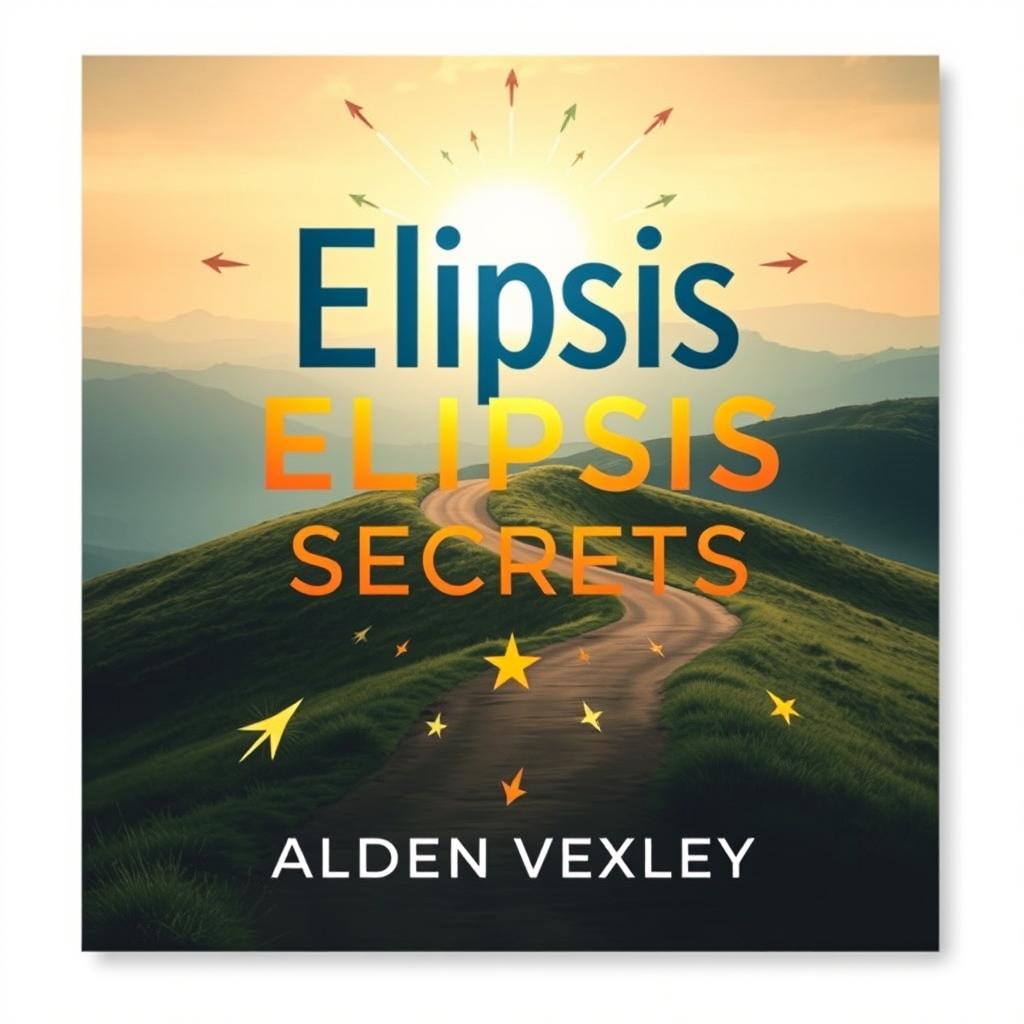 A book cover design titled 'Elipsis Secrets' by Alden Vexley, presented in an engaging flat layout, completely filling the square space without any empty areas