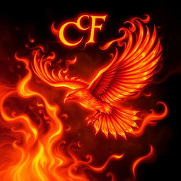 A mesmerizing illustration of a fiery bird soaring through a sky ablaze with flames