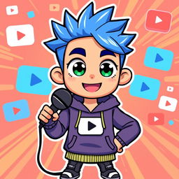 A vibrant pixel art character designed as a playful and charismatic host for a YouTube channel