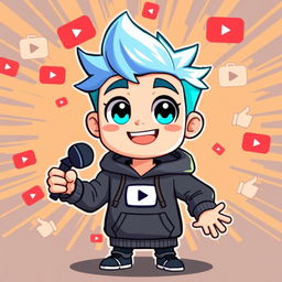 A vibrant pixel art character designed as a playful and charismatic host for a YouTube channel