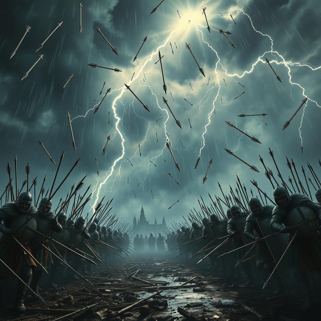 Epic Arrow Rain in a Medieval Battlefield