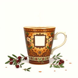 A beautifully designed Palestinian coffee cup, intricately decorated with traditional Palestinian patterns and colors